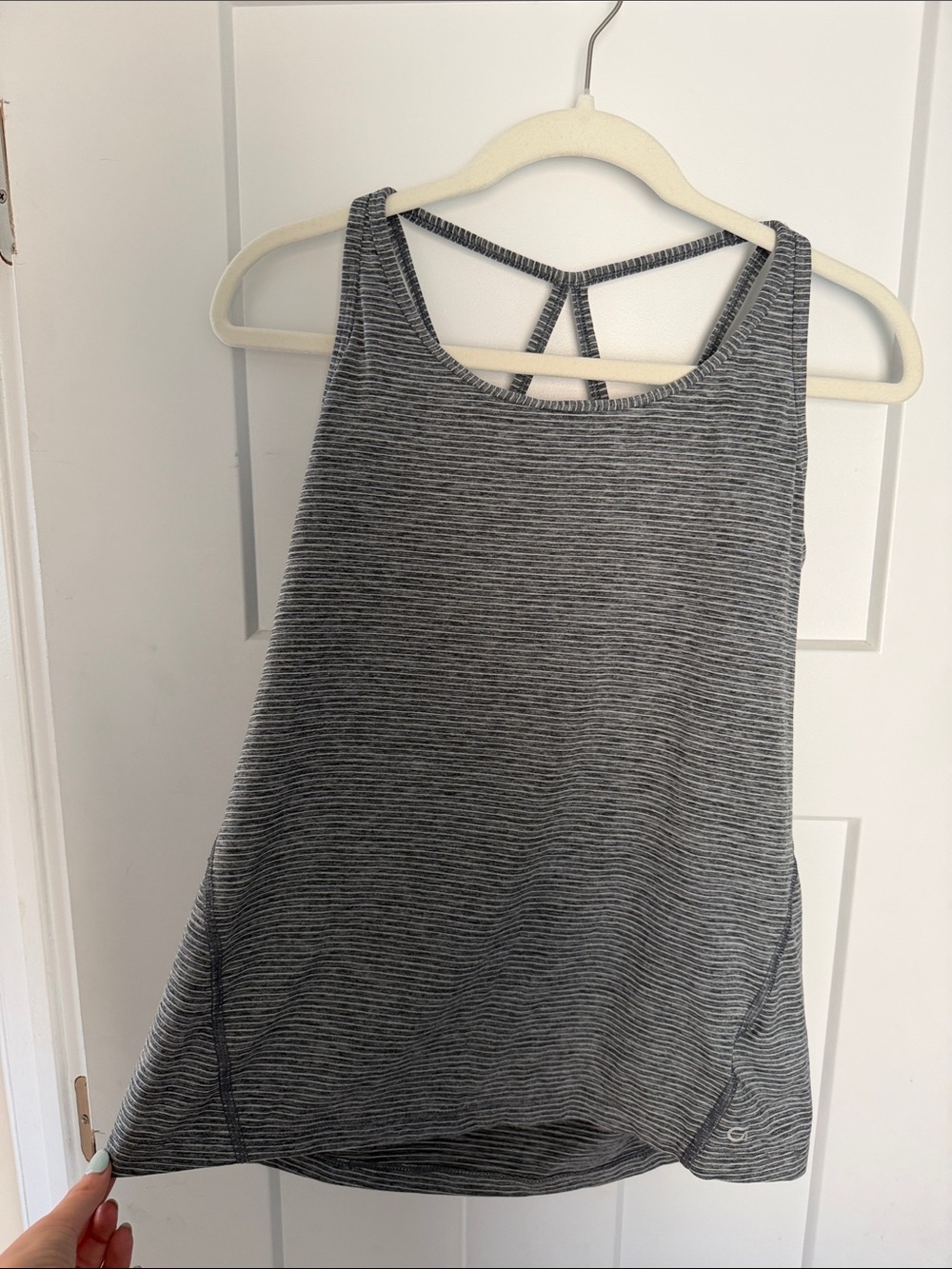 GAP Gray Striped Tank with Strappy Back